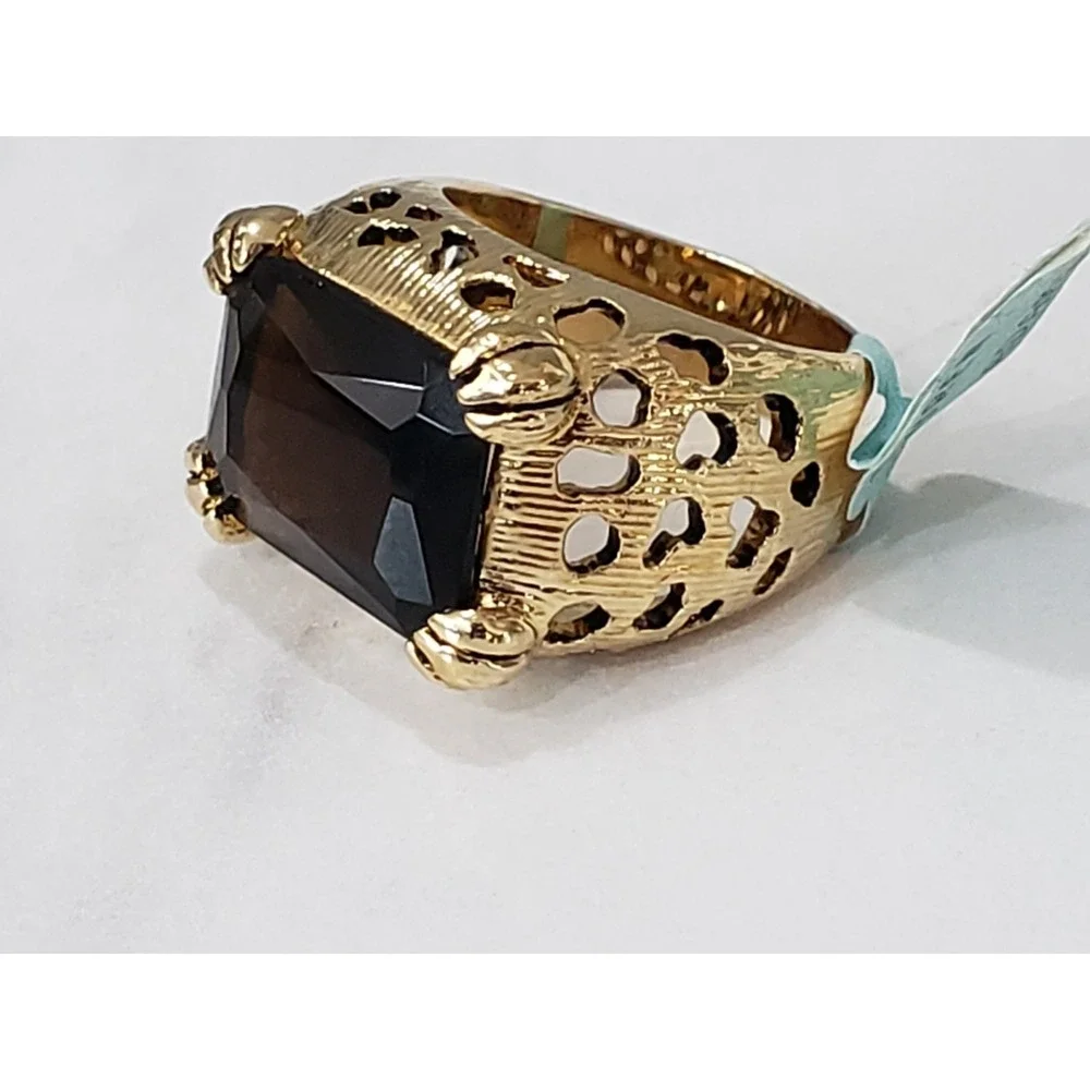 Leopard Jaguar Cat Cocktail AMBER Ring Panther Cocktail Men Women Mob Boss Gold